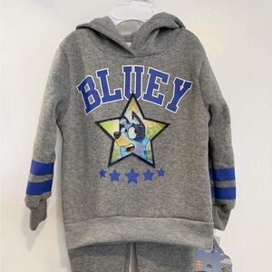 NWT 3T Bluey Gray and Blue Hoodie Set